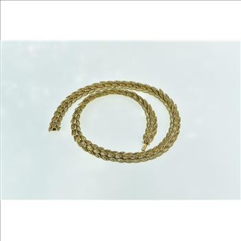 18K Van Cleef & Arpels Leaf Vine Pattern Collar Yellow Gold Necklace 16.75