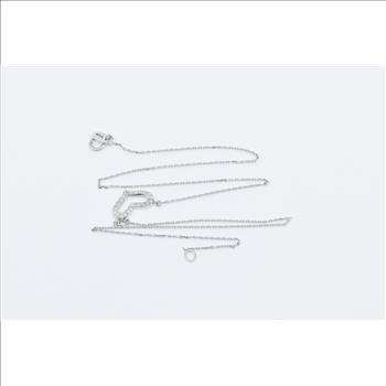 18K Vintage Diamond Heart Love Symbol Chain White Gold Necklace 16