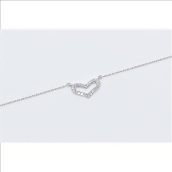 18K Vintage Diamond Heart Love Symbol Chain White Gold Necklace 16
