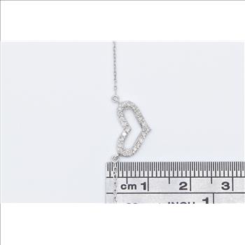 18K Vintage Diamond Heart Love Symbol Chain White Gold Necklace 16