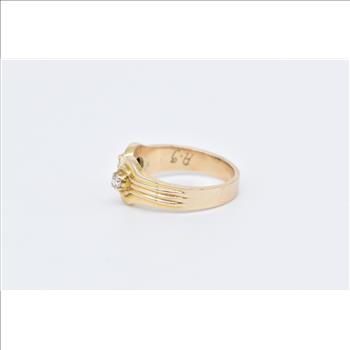 18K Vintage Diamond Ornate Rounded Statement Yellow Gold Ring, Size 7