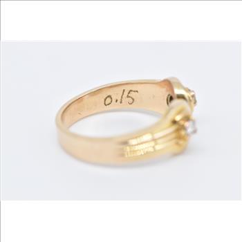 18K Vintage Diamond Ornate Rounded Statement Yellow Gold Ring, Size 7