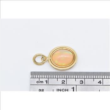 18K Vintage Natural Opal Cabochon Oval Statement Yellow Gold Pendant