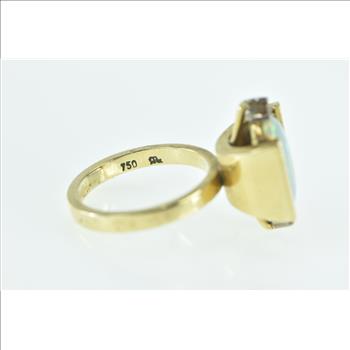 18K Vintage Natural Opal Diamond Statement Yellow Gold Ring, Size 5.75