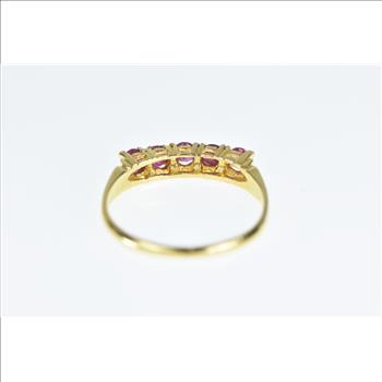 18K Vintage Ruby Classic Wedding Band Yellow Gold Ring, Size 8