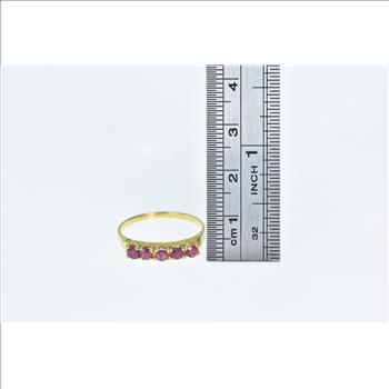 18K Vintage Ruby Classic Wedding Band Yellow Gold Ring, Size 8