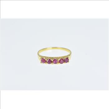 18K Vintage Ruby Classic Wedding Band Yellow Gold Ring, Size 8