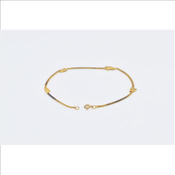 18K Vintage Textured Nugget Pebble Chain Yellow Gold Bracelet 7.5