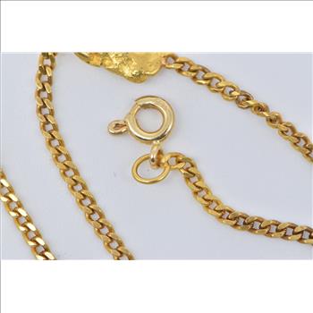 18K Vintage Textured Nugget Pebble Chain Yellow Gold Bracelet 7.5