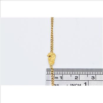 18K Vintage Textured Nugget Pebble Chain Yellow Gold Bracelet 7.5