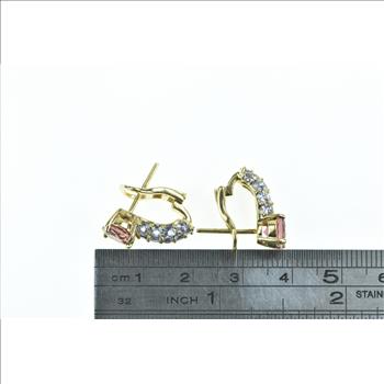 18K Vintage Tourmaline Tanzanite French Clip Yellow Gold Earrings