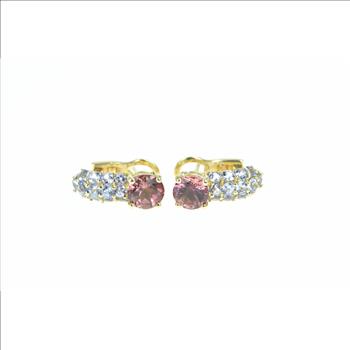 18K Vintage Tourmaline Tanzanite French Clip Yellow Gold Earrings