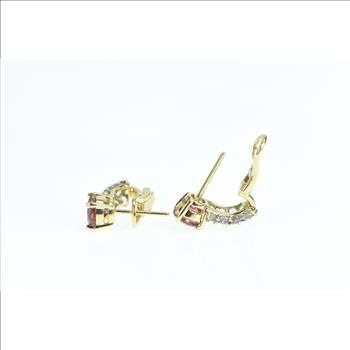 18K Vintage Tourmaline Tanzanite French Clip Yellow Gold Earrings