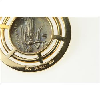 18K Vourakis Ancient Greek Coin Cable Link Yellow Gold Key Chain