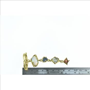 18K William Fretz Opal Moonstone Goldstone Yellow Gold Pin/Brooch