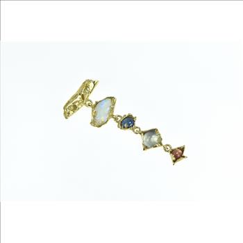 18K William Fretz Opal Moonstone Goldstone Yellow Gold Pin/Brooch