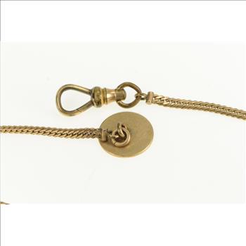 1940's Pinstripe Button Curb Link Vintage Pocket Watch Chain