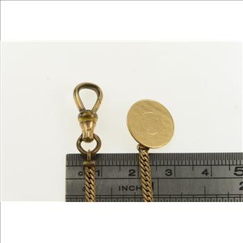 1940's Pinstripe Button Curb Link Vintage Pocket Watch Chain