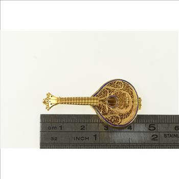 19k 3D Filigree Portuguese Fado Guitar Charm/Pendant