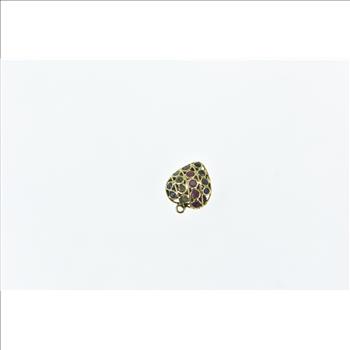 21K Pave Sapphire Ruby Peridot Heart Yellow Gold Charm/Pendant
