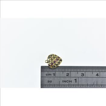 21K Pave Sapphire Ruby Peridot Heart Yellow Gold Charm/Pendant