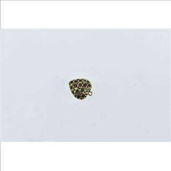 21K Pave Sapphire Ruby Peridot Heart Yellow Gold Charm/Pendant