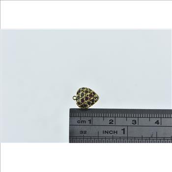 21K Pave Sapphire Ruby Peridot Heart Yellow Gold Charm/Pendant