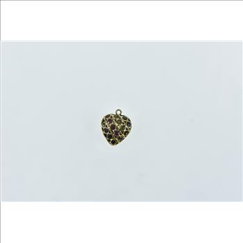 21K Pave Sapphire Ruby Peridot Heart Yellow Gold Charm/Pendant