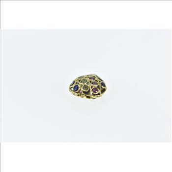 21K Pave Sapphire Ruby Peridot Heart Yellow Gold Charm/Pendant