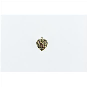 21K Pave Sapphire Ruby Peridot Heart Yellow Gold Charm/Pendant