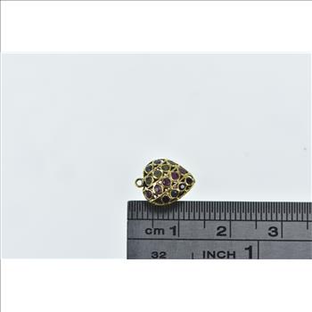 21K Pave Sapphire Ruby Peridot Heart Yellow Gold Charm/Pendant