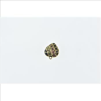 21K Pave Sapphire Ruby Peridot Heart Yellow Gold Charm/Pendant