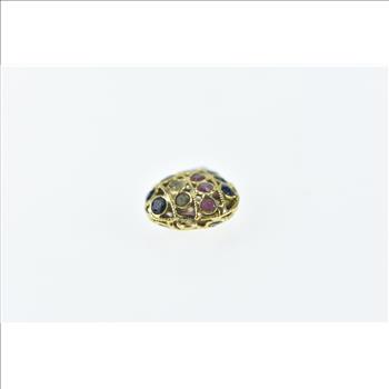 21K Pave Sapphire Ruby Peridot Heart Yellow Gold Charm/Pendant