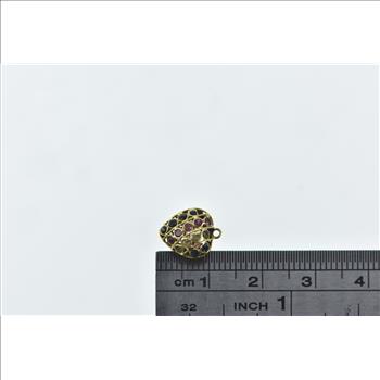 21K Pave Sapphire Ruby Peridot Heart Yellow Gold Charm/Pendant