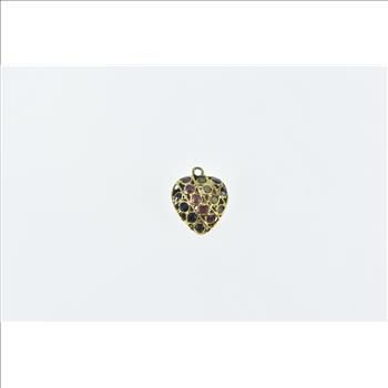 21K Pave Sapphire Ruby Peridot Heart Yellow Gold Charm/Pendant