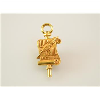 2.2g Gold Filled Quill & Scroll Pin / Brooch Marked 1/20 10K