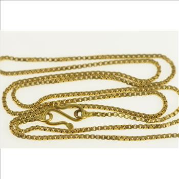 22K 1.0mm Box Chain Classic Square Link Yellow Gold Necklace 16.25
