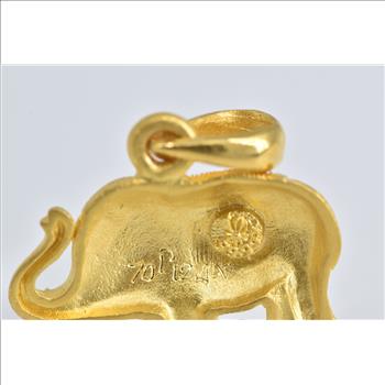 22K Elephant Ornate Saddle Indian Animal Yellow Gold Pendant