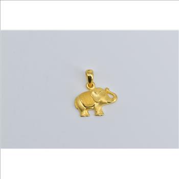 22K Elephant Ornate Saddle Indian Animal Yellow Gold Pendant