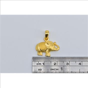22K Elephant Ornate Saddle Indian Animal Yellow Gold Pendant
