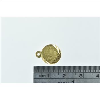 22K Saudi Arabia 1 Guinea Coin Ridged Circle Yellow Gold Charm/Pendant