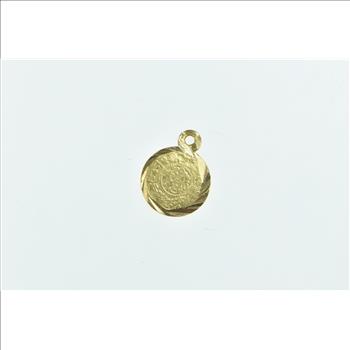 22K Saudi Arabia 1 Guinea Coin Ridged Circle Yellow Gold Charm/Pendant