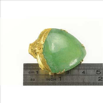 22K Victorian Ornate Floral Jade Heart Planchette Yellow Gold Pin/Brooch