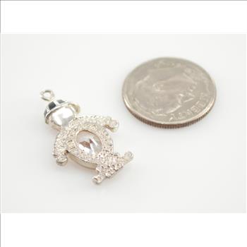 2.6g Solid Silver Bezel Set Clear Stone Little Boy Sterling Charm Marked 925