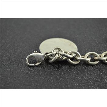 33.2g Solid Silver Tiffany & Co. High Retail Value Round Tag Charm Signature Sterling Bracelet Marked T & Co. 925