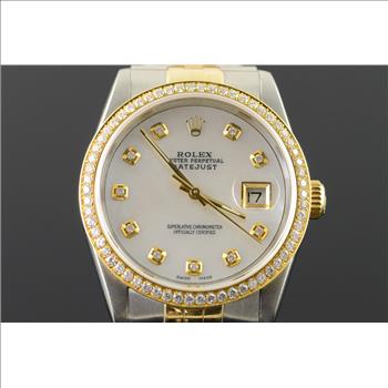 36mm Rolex Datejust Diamond MOP Dial Diamond Bezel 16233 Watch - Men's