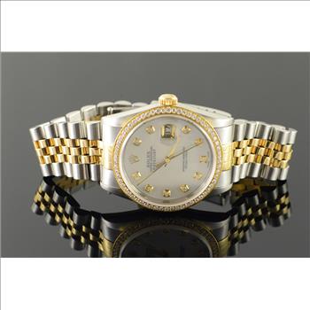 36mm Rolex Datejust Diamond MOP Dial Diamond Bezel 16233 Watch - Men's