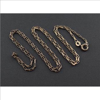 3g Solid Silver Vintage Elongated Box Chain 23.4