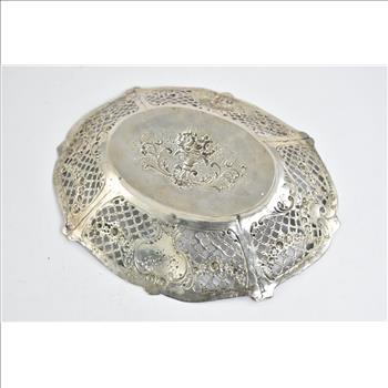 800 Silver Elaborate Repousse Decorative Filigree Fruit Bowl