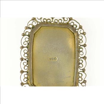 800 Silver Ornate Painted Lady Filigree Trim Statement Pendant